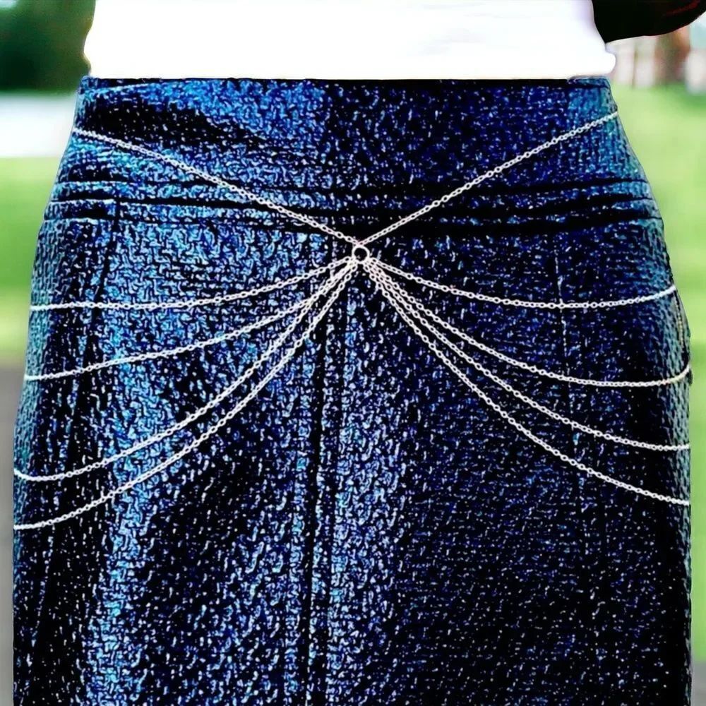 Silver Multi Draped Chains Body Chain Belt - Body Jewelry NWT